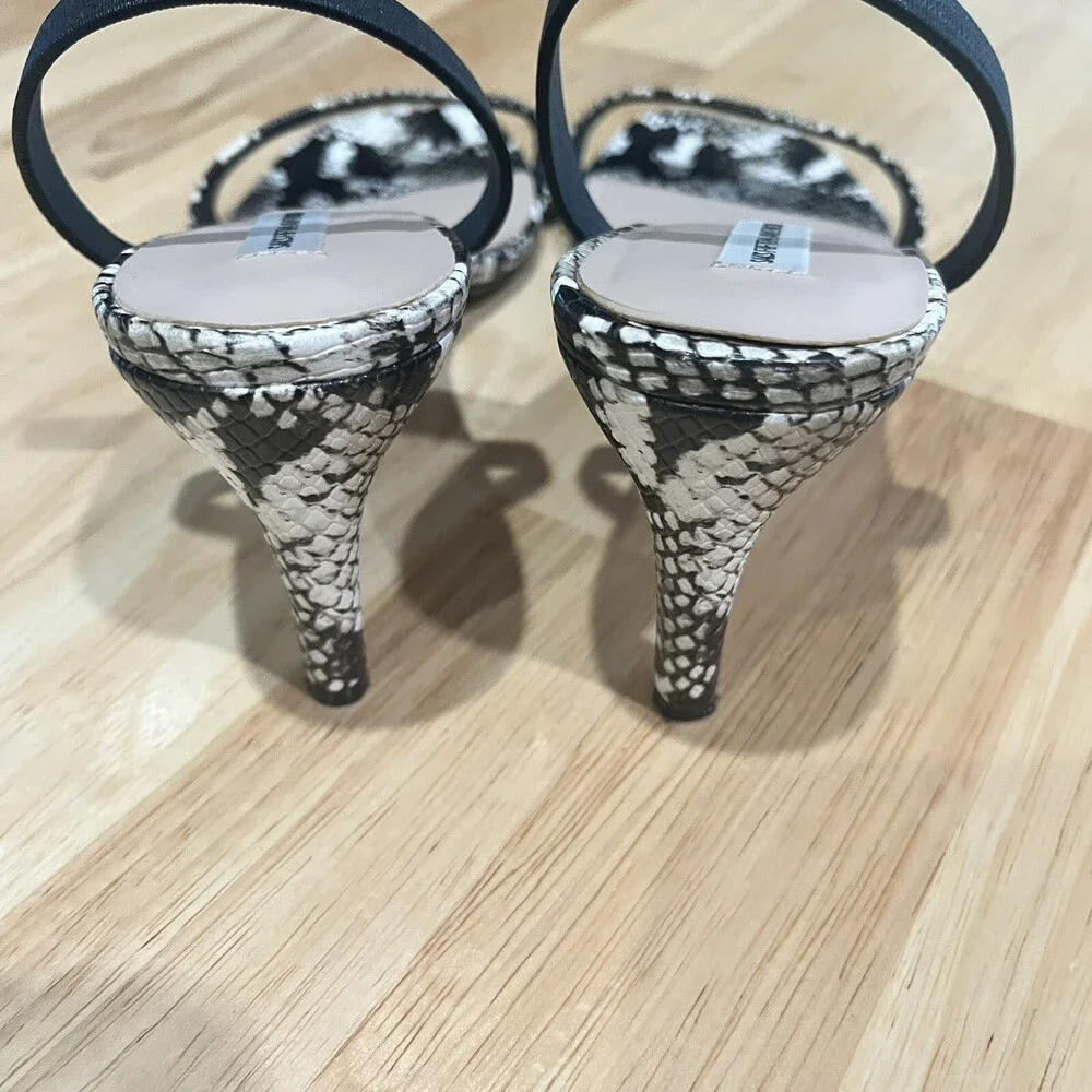 Saks Fifth Ave Women’s Black Snakeskin Leather Strappy Slingback Sandal 9‎